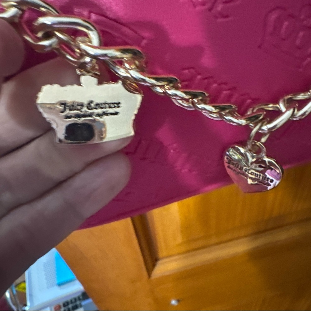 Juicy Couture Pink FlashNot Your Babe  Shoulder Bag with Gold Chain. With Charms - Picture 4 of 13